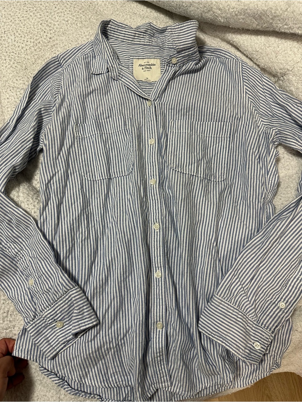 Abercrombie & Fitch Women’s Blue Striped Button-Up Shirt